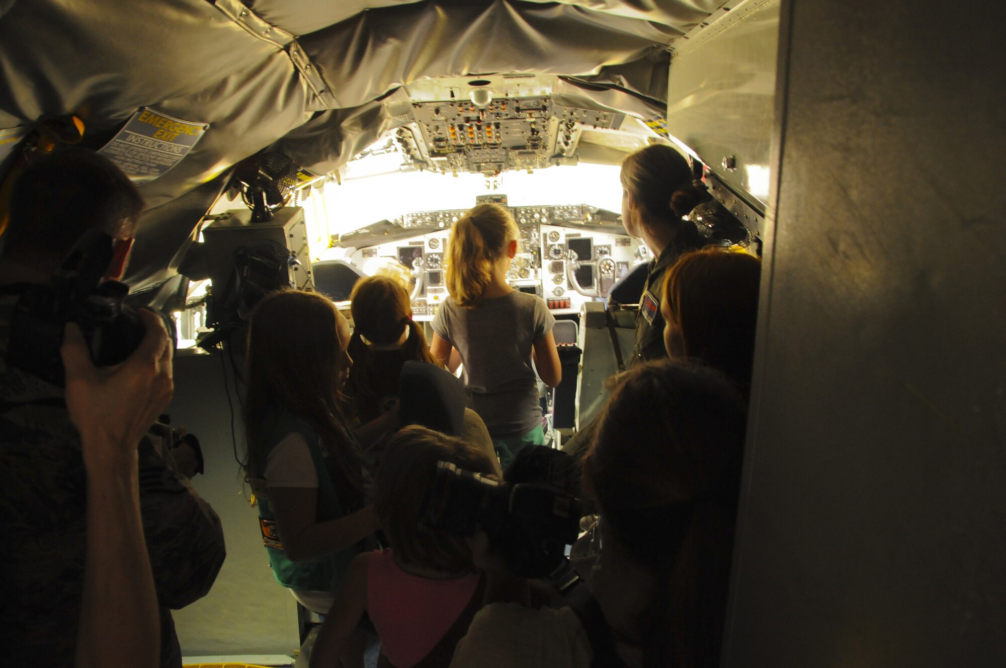 Girl Scouts take a tour of a KC-135R earlier this year. The monthly base tour program contributed to the county ranking 27th in travel and tourism last year. (USAF photo by TSgt. Scotty Sweatt, 916ARW/PA)