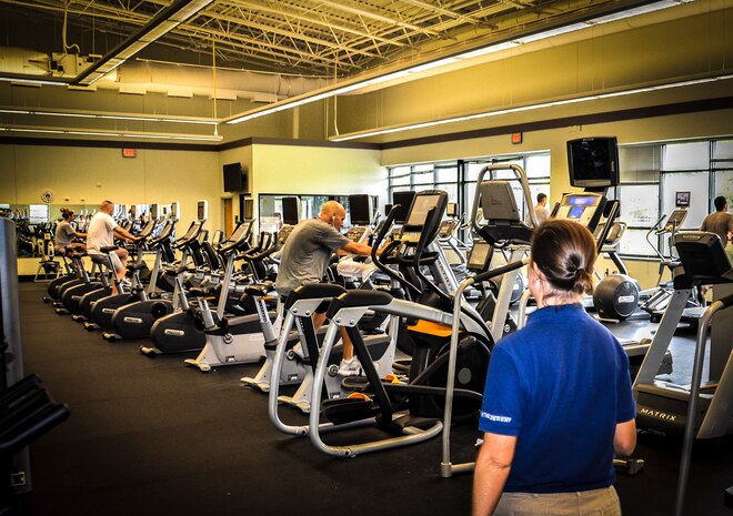 Staff Sgt. Lacy Kelley, 628th Force Support Squadron Fitness and Sports Center training manager, takes accountability of personnel Aug. 6, 2012, at Joint Base Charleston – Air Base Fitness and Sports Center, S.C. A member from the Fitness and Sports Center will take accountability of all the customer, check fitness equipment and facilities each hour. (U.S. Air Force photo by Senior Airman Anthony Hyatt)