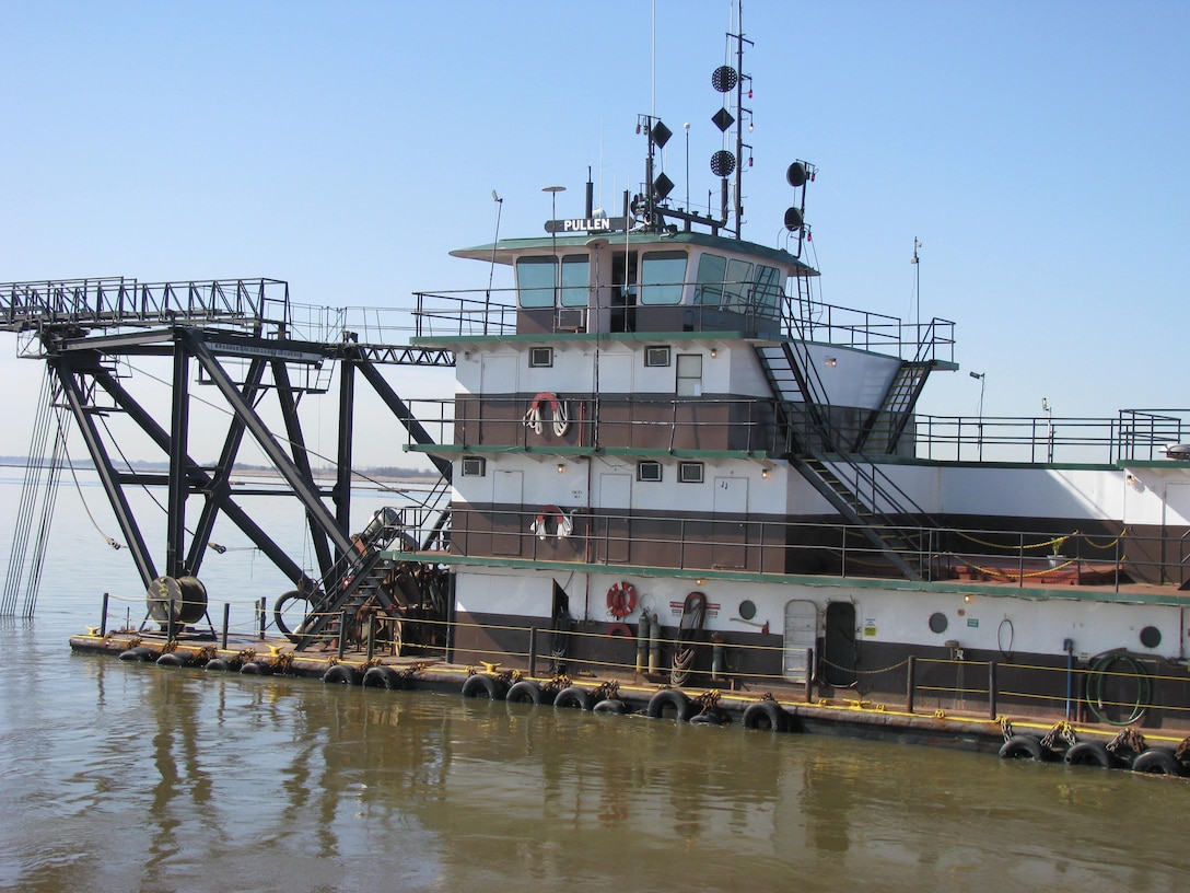 The Dredge Pullen works in the Delaware River during the first contract of the Main Channel Deepening project. The 102 mile project deepens the federal channel from 40 to 45 feet.