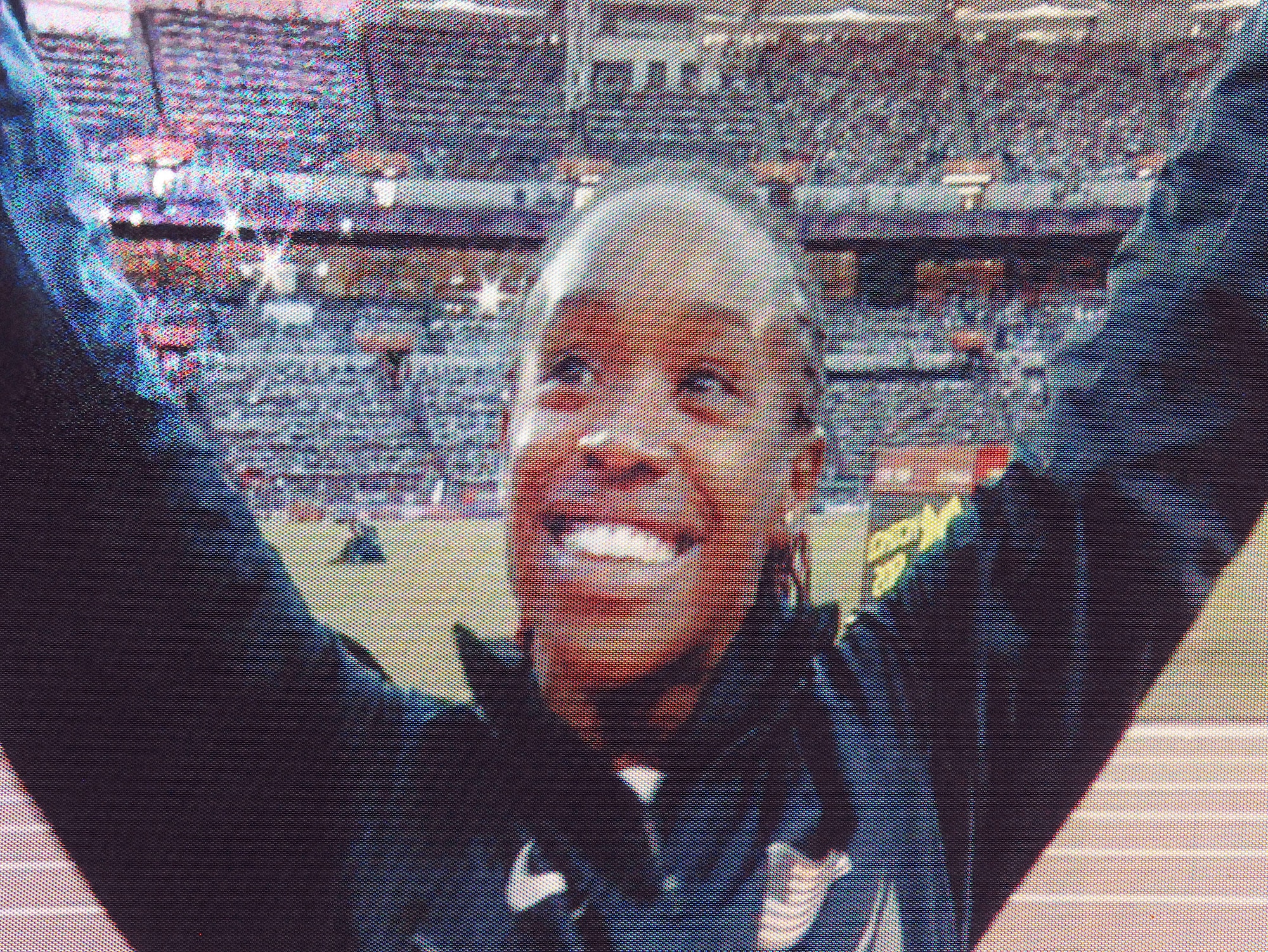 Janay DeLoach prepares to make her third long jump Wednesday evening at Olympic Stadium in London. She finished the night with a bronze medal in the event. (Photo by Gary Sheftick)