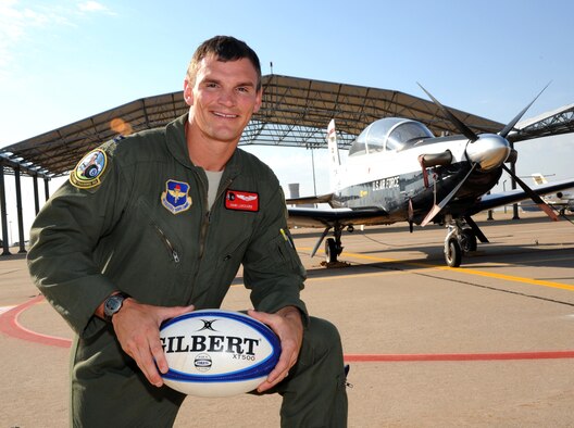 Capt. John Lockard, an instructor pilot with the 8th Flying Training Squadron at Vance Air Force Base, Okla., has been selected to play on the Air Force Rugby team at the International Defense Sevens Tournament Aug. 18-19, in Glendale, Colo. Lockard has been playing rugby since his time at the U.S. Air Force Academy where he graduated in 2005. (U.S. Air Force photo/ Airman 1st Class Frank Casciotta)