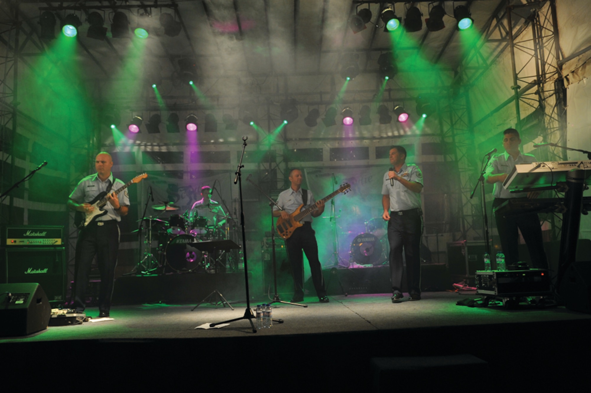 USAFE Band Touch 'n Go performs for the Portuguese community during Praia Fest in the city of Praia da Vitoria Aug. 7.  (U.S. Air Force photo by Tech. Sgt. Chenzira Mallory)