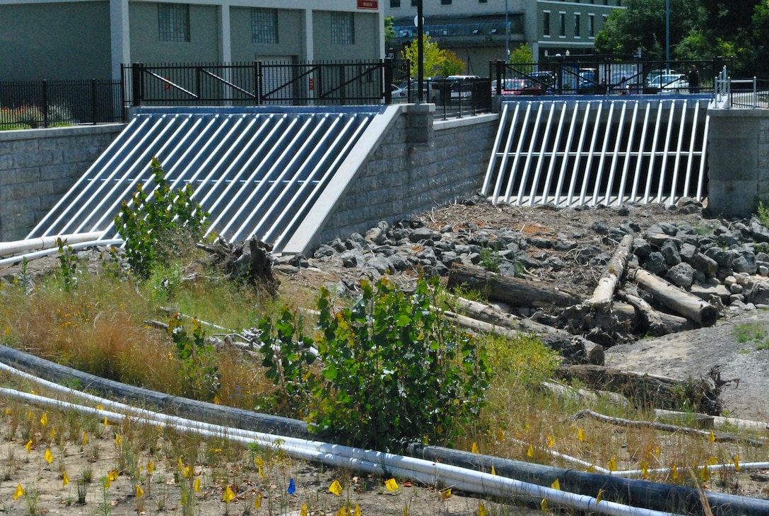 CALIFORNIA — Photographed are inlets, part of the Napa Flood Protection Project, which will reduce the impacts of flooding in Napa. Since parts of the project wind through Napa's historic downtown, maintaining the aesthetic appeal of Napa and complying with regulations protecting the environment and species were included in the project design.