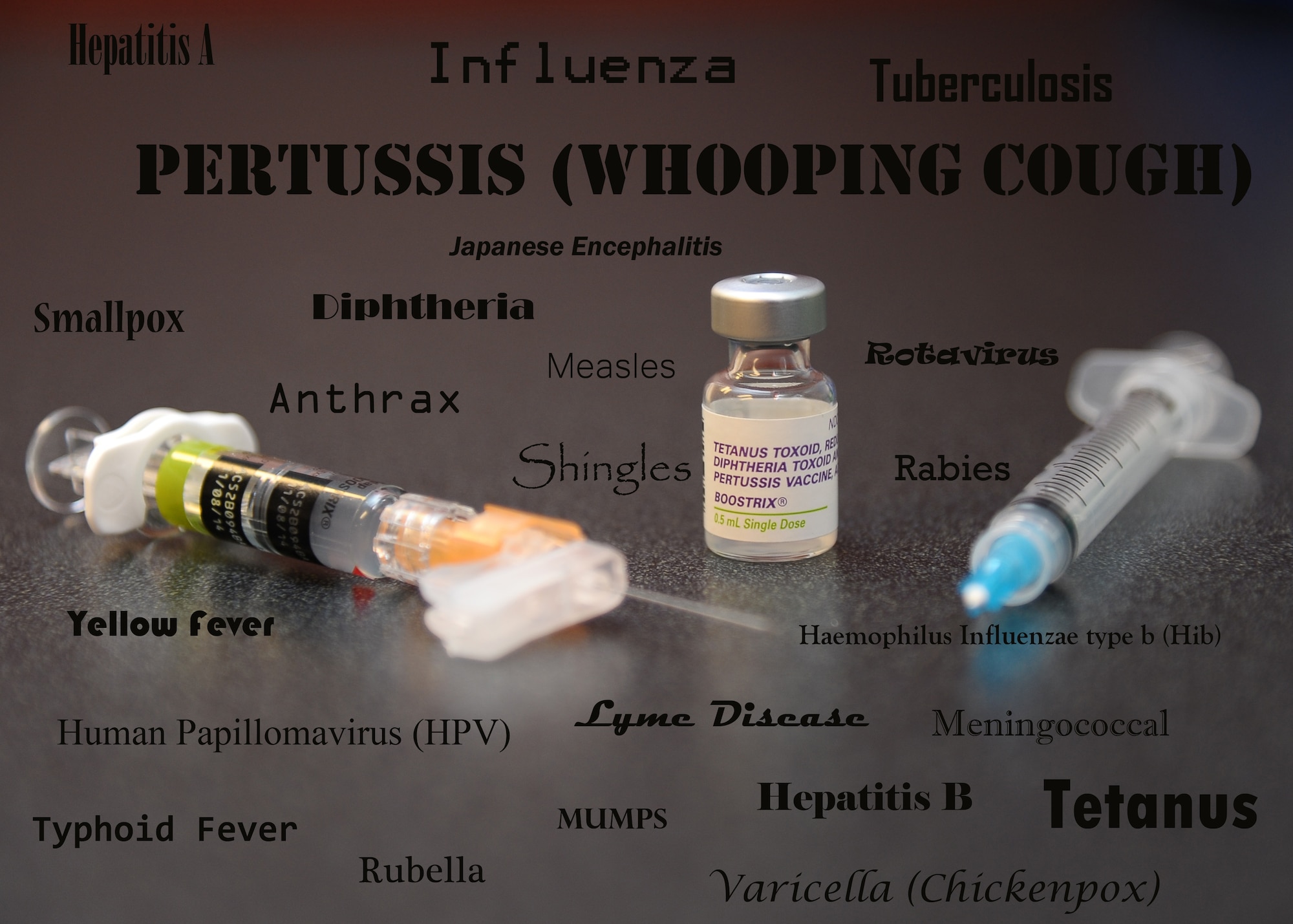 Immunizations for more than 20 diseases have been created in order to prevent the ailments before the patient acquires them.  Several of the preventable disease immunizations are packaged together into single vaccines such as the Tetanus, Diphtheria and Pertussis (Tdap) shot.  (U.S. Air Force Graphic/Airman 1st Class Charles Dickens)