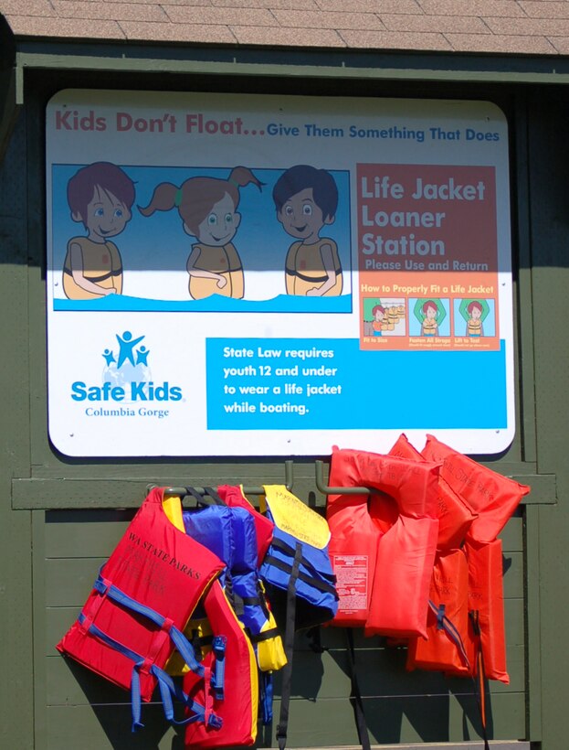 Life jacket loaner board at Maryhill State Park