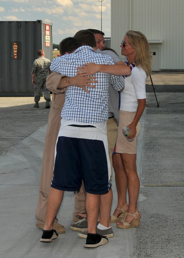 On July 10, 2012, about 200 104th Fighter Wing members returned home from a 90-day, Air Expeditionary Force deployment.

Family and friends welcomed the members home with cheers, tears and hugs.  
