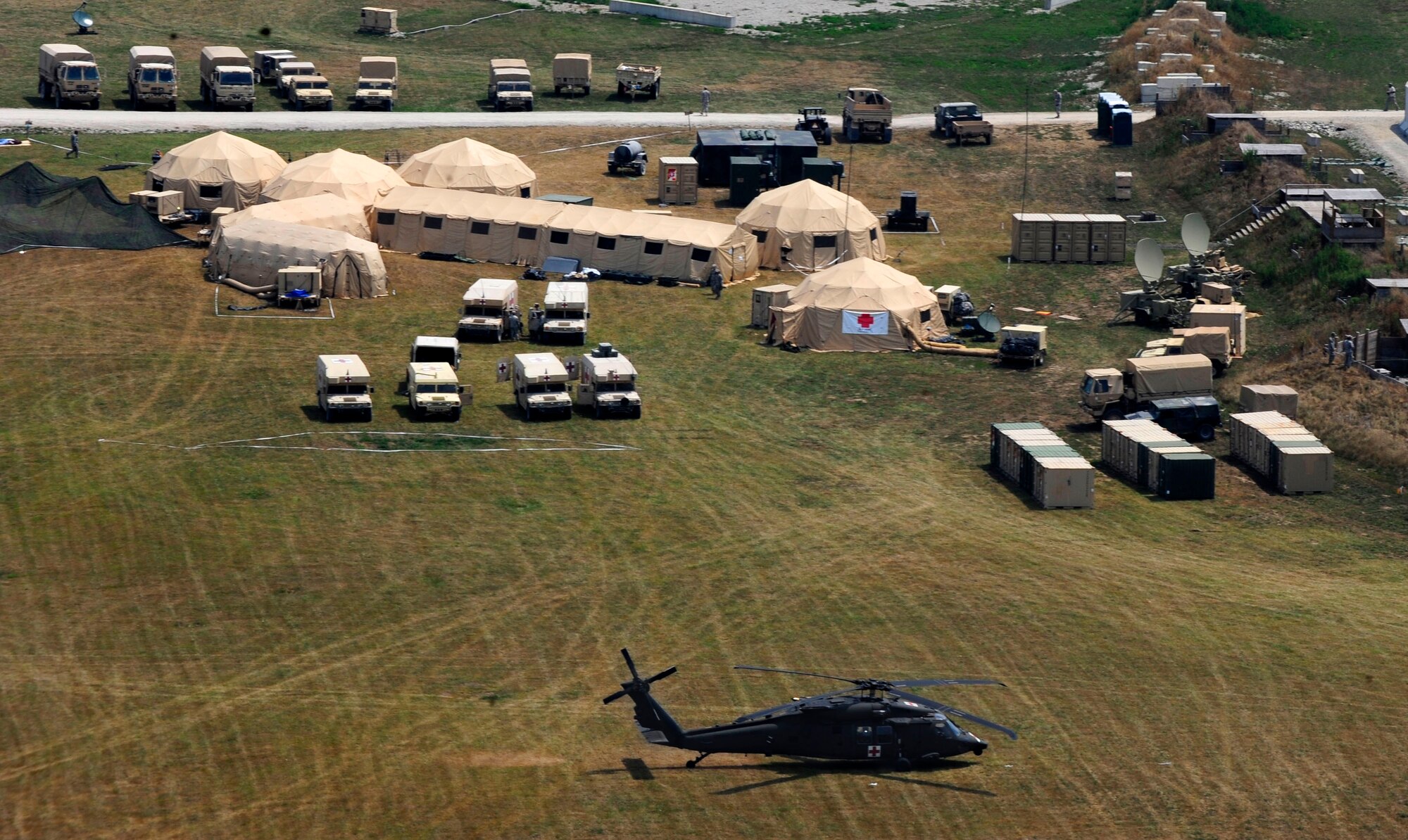 The Defense Chemical, Biological, Radiological and Nuclear Response Force participates in Exercise Vibrant Response 13 at Camp Atterbury, Ind., July 31, 2012. Exercise Vibrant Response is a training event which focused on Department of Defense support of civil authorities in a consequence management role.  (Official DOD photo by U.S. Air Force Staff Sgt. Ashley Reed/Released)