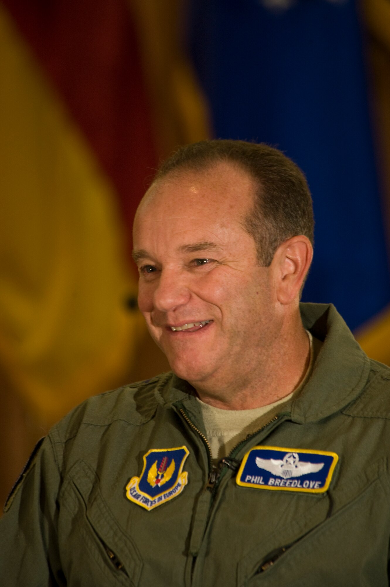 Gen. Philip M. Breedlove U.S. Air Forces in Europe commander, is interviewed
by American Forces Network, Ramstein, on Ramstein Air Base, Germany, Aug. 8,
2012. General Breedlove assumed command of U.S. Air Forces in Europe, U.S.
Air Forces Africa and Allied Air Command Ramstein during the ceremony. (U.S.
Air Force photo/ Master Sgt. Wayne Clark)