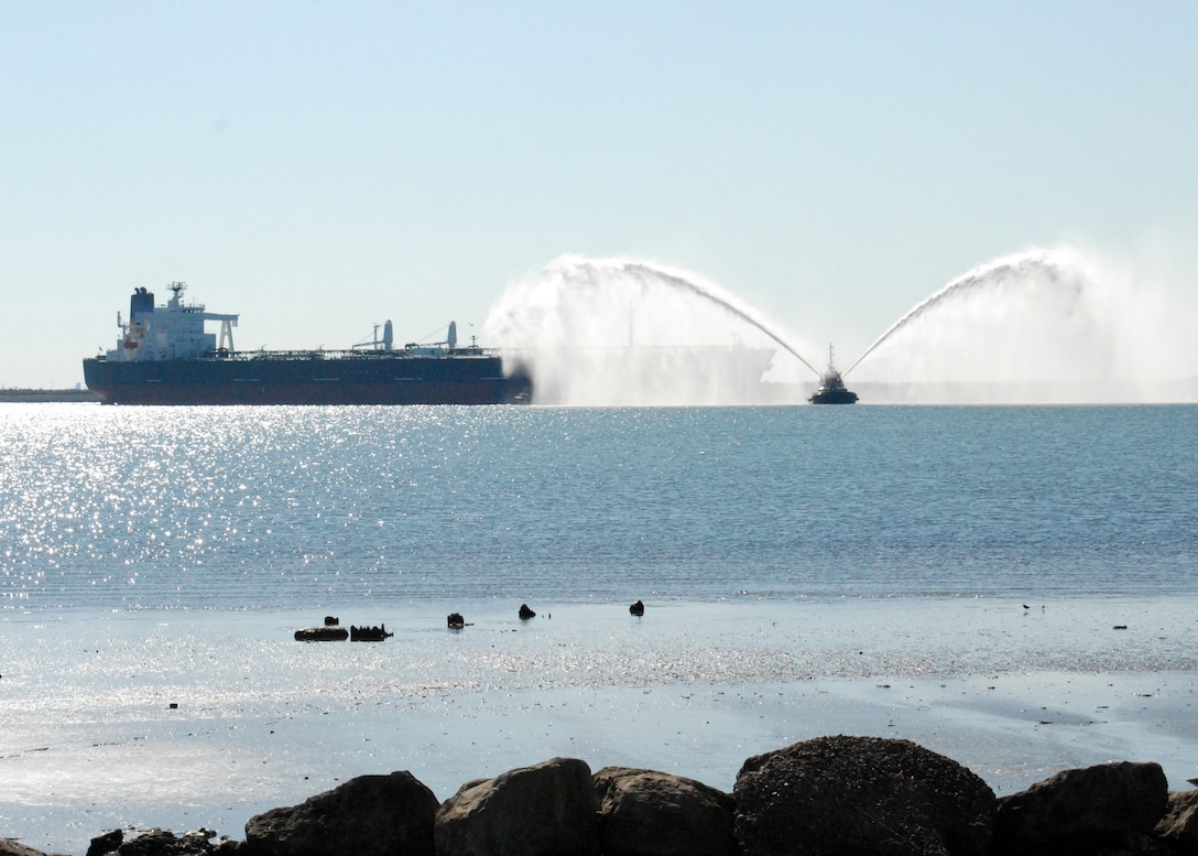 TEXAS — A ship travels through the Texas City Channel. The U.S. Army Corps of Engineers Galveston District awarded a contract to Mike Hooks Inc., in the amount of $4,397,500 for maintenance dredging of the Texas City Channel and placement area levee construction in Galveston County, Texas.