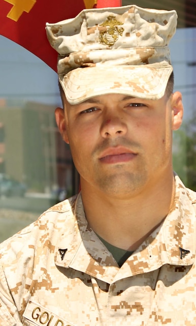 Marine Corps Air Ground Combat Center Twentynine Palms, Calif-Lance Cpl. Collin Goldsmith, rifleman, Company I, 3rd Battalion, 4th Marine Regiment was awarded a Bronze Star Medal with a combat distinguishing device Aug, 3, 2012 during a ceremony at the Combat Center’s Sunset Cinema., Lance Cpl. D. J. Wu, 8/6/2012 6:21 AM