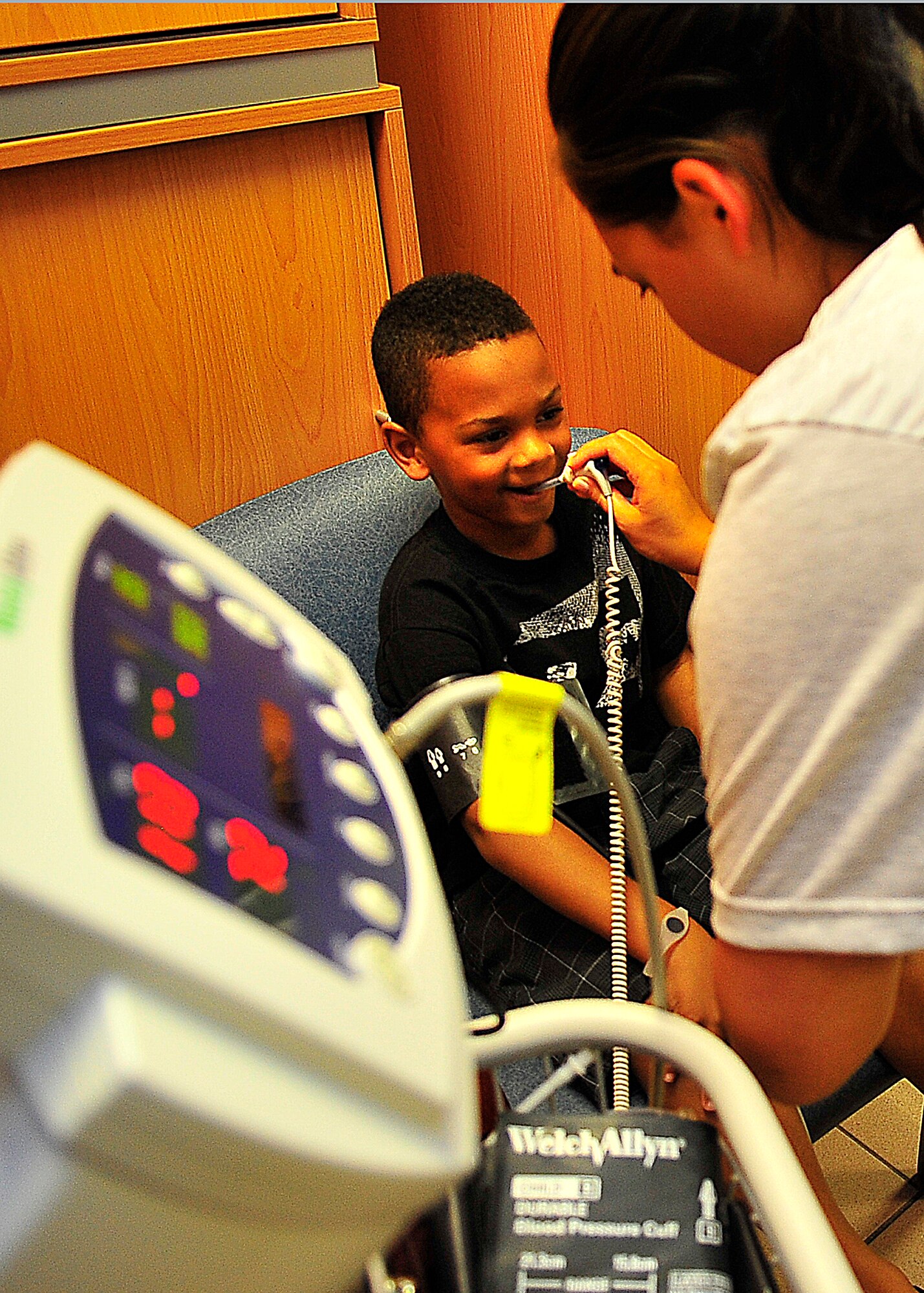 The 86th Medical Group hosted a sports physical day at the main clinic on Ramstein Air Base, Germany, August 11, 2012.  Ramstein youth visit each station to complete requirements for school and sports.  (U.S. Air Force photo/Tech. Sgt Daylena Gonzalez)