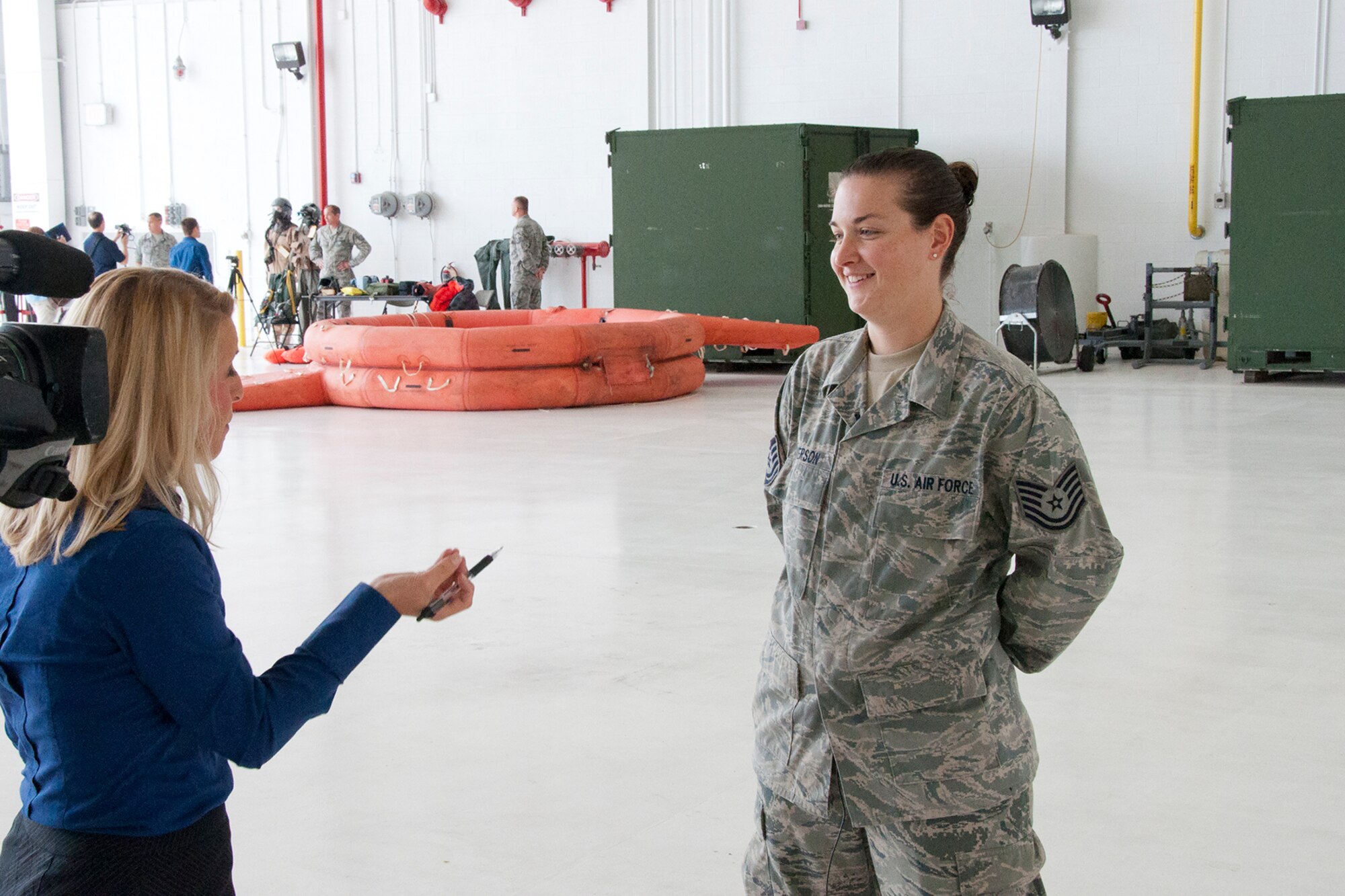 YOUNGSTOWN AIR RESERVE STATION, Ohio – The 910th Airlift Wing hosted a media flight Aug. 14, 2012, here. 

Approximately nine local media attended this event and flew on a C-130H Hercules aircraft to watch a cargo drop training demonstration at Camp Ravenna Joint Military Training Center, Ravenna, Ohio. They also interviewed subject matter experts from several missions located at YARS including aerial spray, entomology, emergency operations, life support, the fire department, security forces and pallet building. (U.S. Air Force photo/Staff Sgt. Megan Tomkins)
