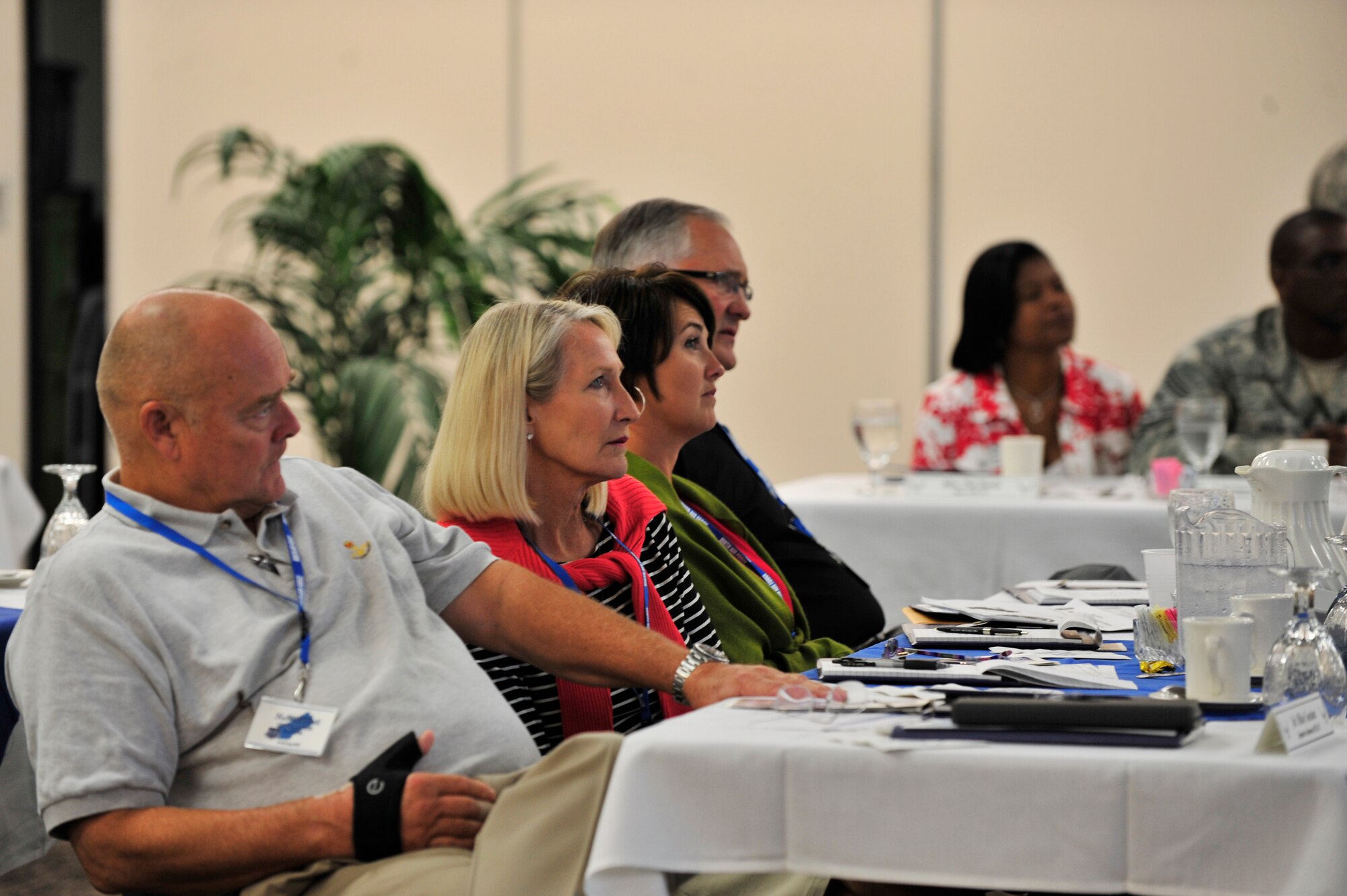 Seymour Johnson Air Force Base civic leaders listen to speakers at the 9th Air Force Civic Leader Forum, Shaw Air Force Base, Aug. 15, 2012.  The forum provided 23 community representatives an opportunity to garner best practices in supporting military communities from each other.