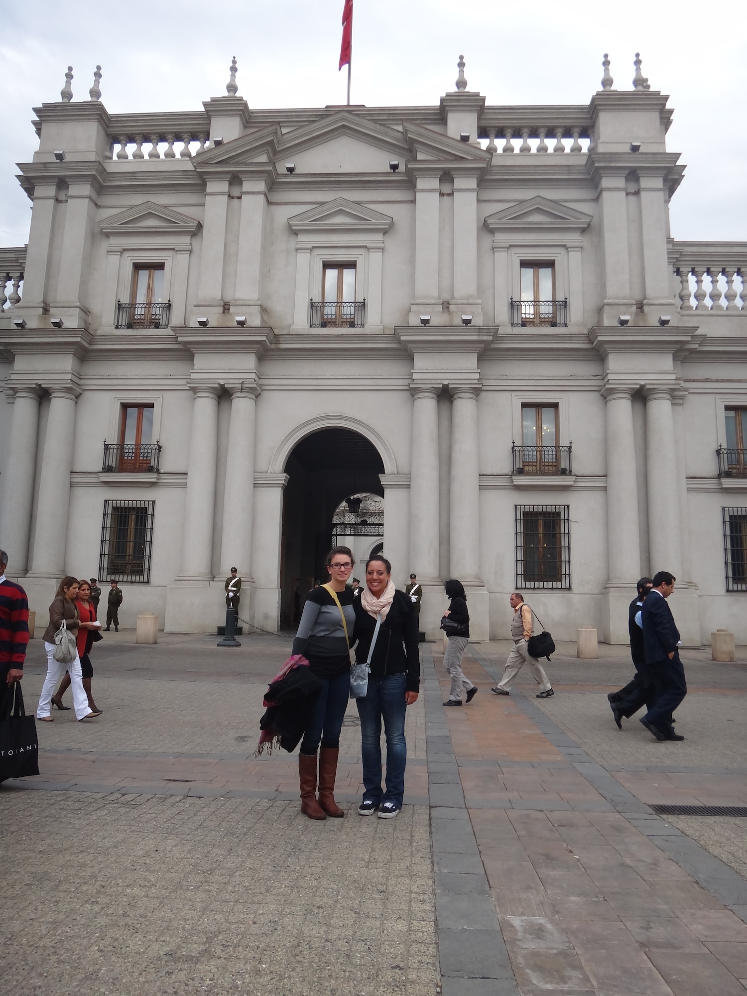 Cadets 1st Class Carly Serratore, left, and Tara Harris visited Chile for their Ambassadors of Inclusion trip.  Serratore and Harris spent four weeks in Santiago and shadowed employees at Walmart to observe corporate and South American culture. (U.S. Air Force Photo)