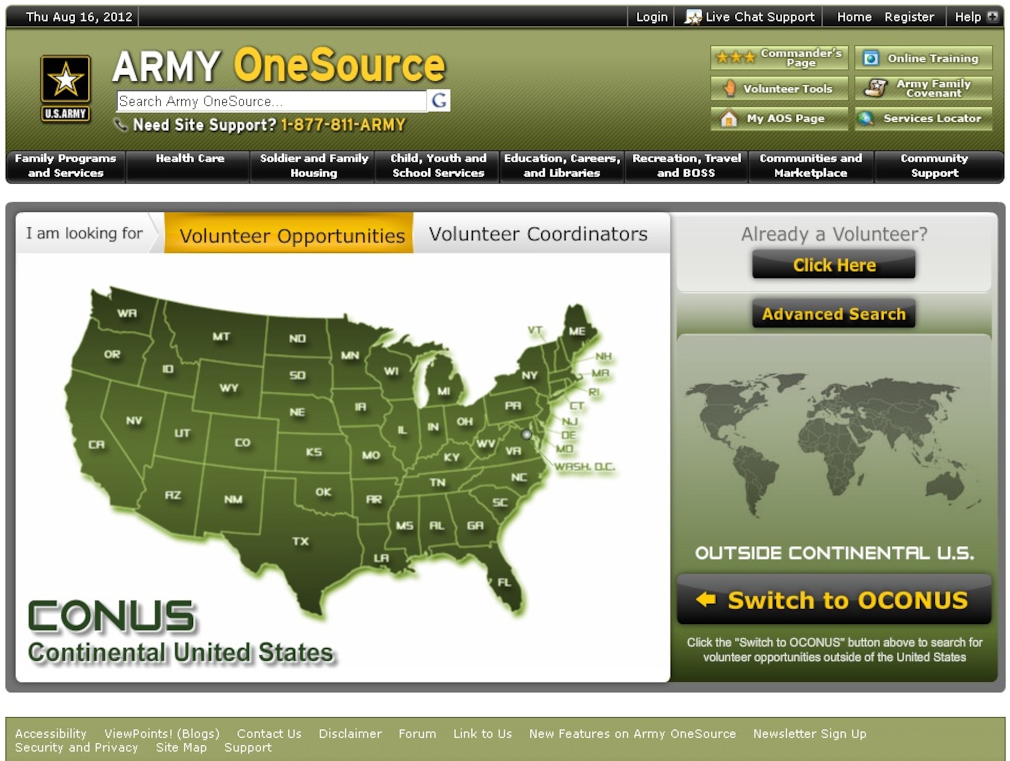 The U.S. Army website, ArmyOneSource, allows users to browse open volunteer positions by installation. The Volunteer Management Information System helps match applicants with units in need. (Courtesy graphic)