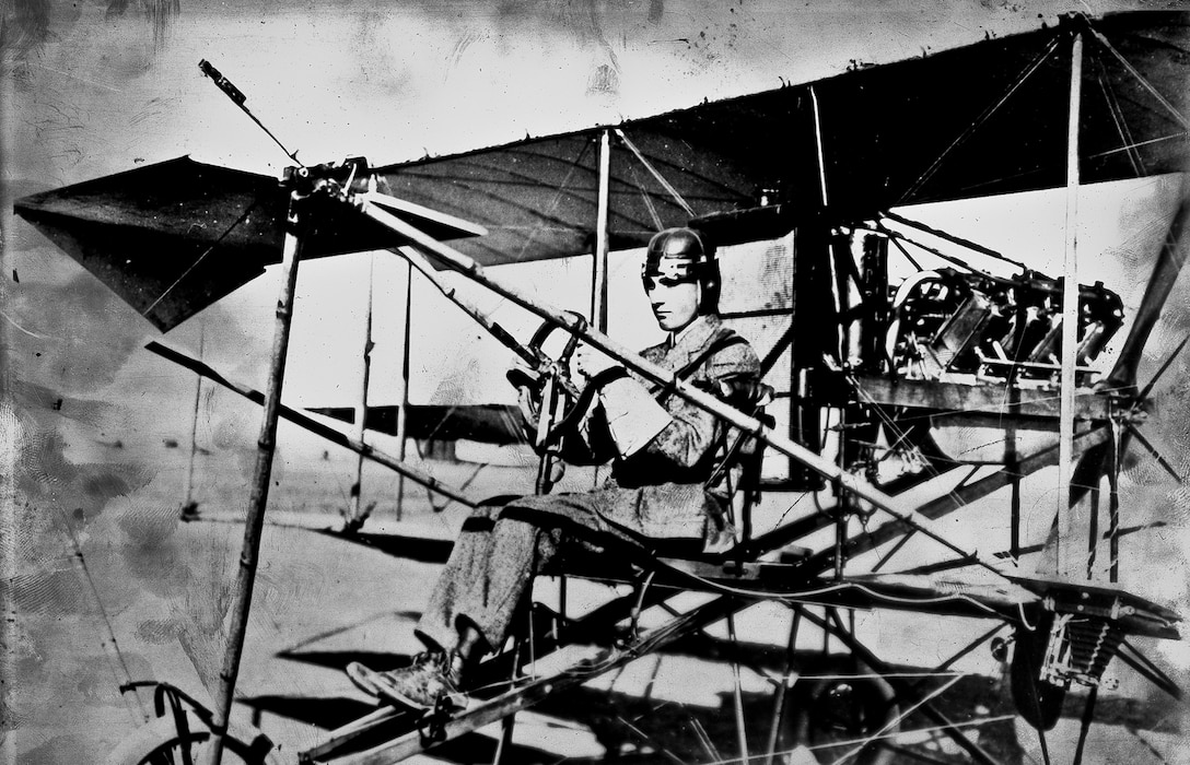 National Guard aviation predated World War I. PFC Beckwith Havens, celebrated as the Guard’s first pilot, is shown here on an aerial photo mission. He first flew for the Guard in joint maneuvers with Guard and Army units in 1912.