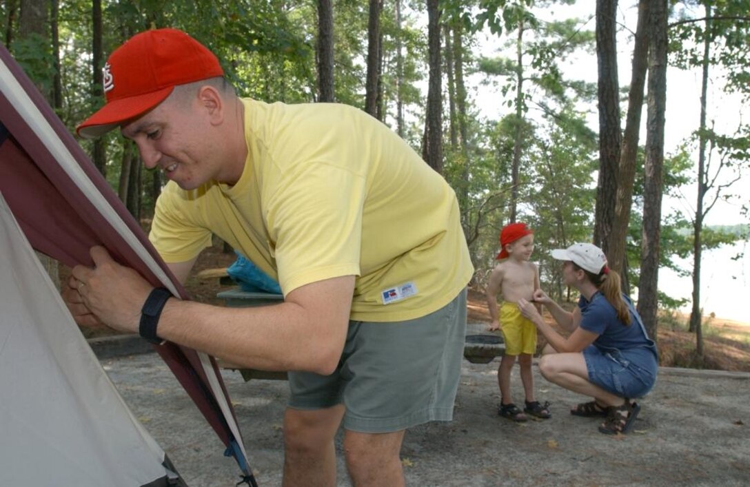 CLARK HILLS, S.C. — A family sets up camp at J. Strom Thurmond Dam and Lake. The U.S. Army Corps of Engineers Savannah District has signed a cooperative agreement with Outdoor Recreation and Outreach Inc. (OR&O) for the daily operations of five campgrounds at J. Strom Thurmond Dam and Lake. 