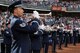 The U.S. Air Force Band Ceremonial Brass ensemble performs the National Anthem Aug. 18 at the Yankee Stadium, Bronx, N.Y., for the Yankees vs. Red Sox game. The performance kicked off the ceremonial unit’s participation in Air Force Week 2012. (U.S. Air Force photo by Senior Airman Tabitha N. Haynes) 