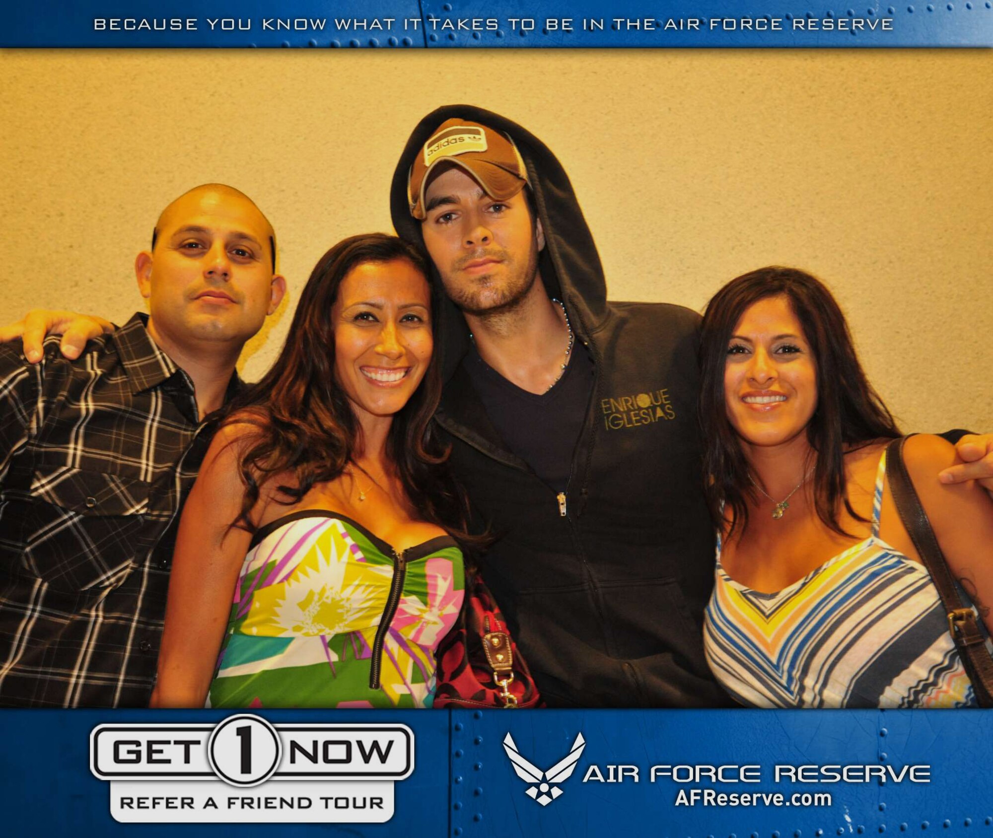 Reservists who referred a friend through the Air Force Reserve's Get 1 Now program received two free tickets to see Enrique Iglesias in Anaheim, CA on August 11. Visit www.get1now.us for more information and to submit your referral. (U.S. Air Force courtesy photo)