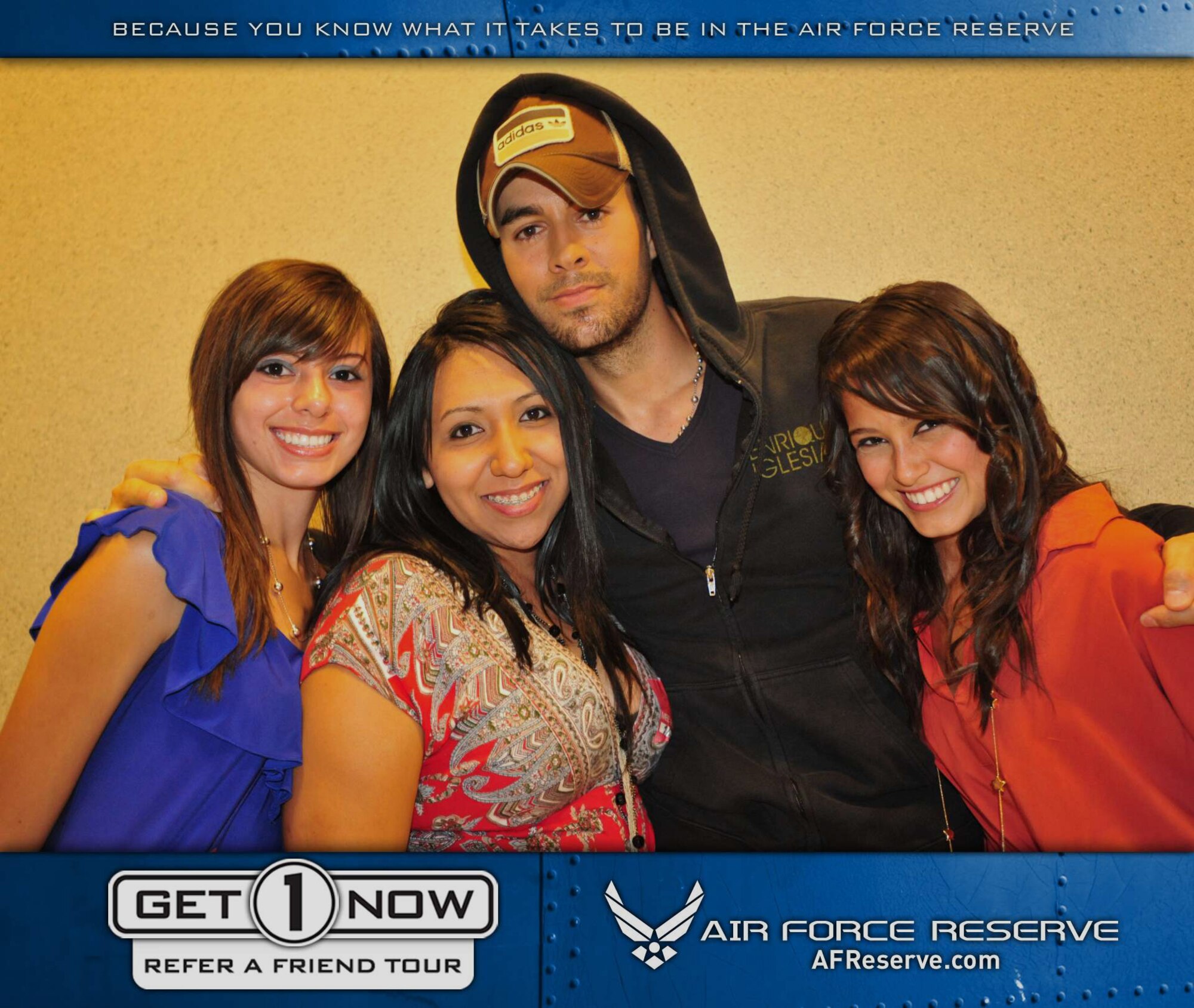 Reservists who referred a friend through the Air Force Reserve's Get 1 Now program received two free tickets to see Enrique Iglesias in Anaheim, CA on August 11. Visit www.get1now.us for more information and to submit your referral. (U.S. Air Force courtesy photo)