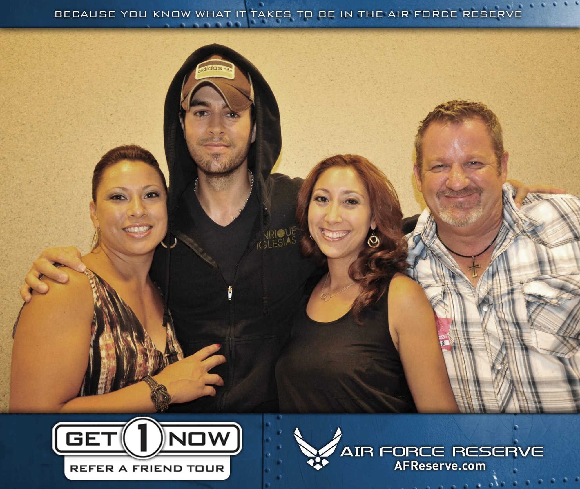 Reservists who referred a friend through the Air Force Reserve's Get 1 Now program received two free tickets to see Enrique Iglesias in Anaheim, CA on August 11. Visit www.get1now.us for more information and to submit your referral. (U.S. Air Force courtesy photo)