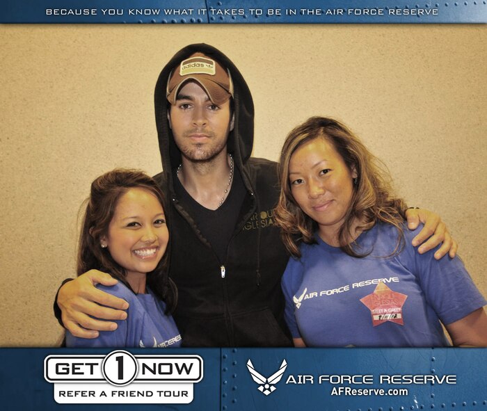 Reservists who referred a friend through the Air Force Reserve's Get 1 Now program received two free tickets to see Enrique Iglesias in Anaheim, CA on August 11. Visit www.get1now.us for more information and to submit your referral. (U.S. Air Force courtesy photo)