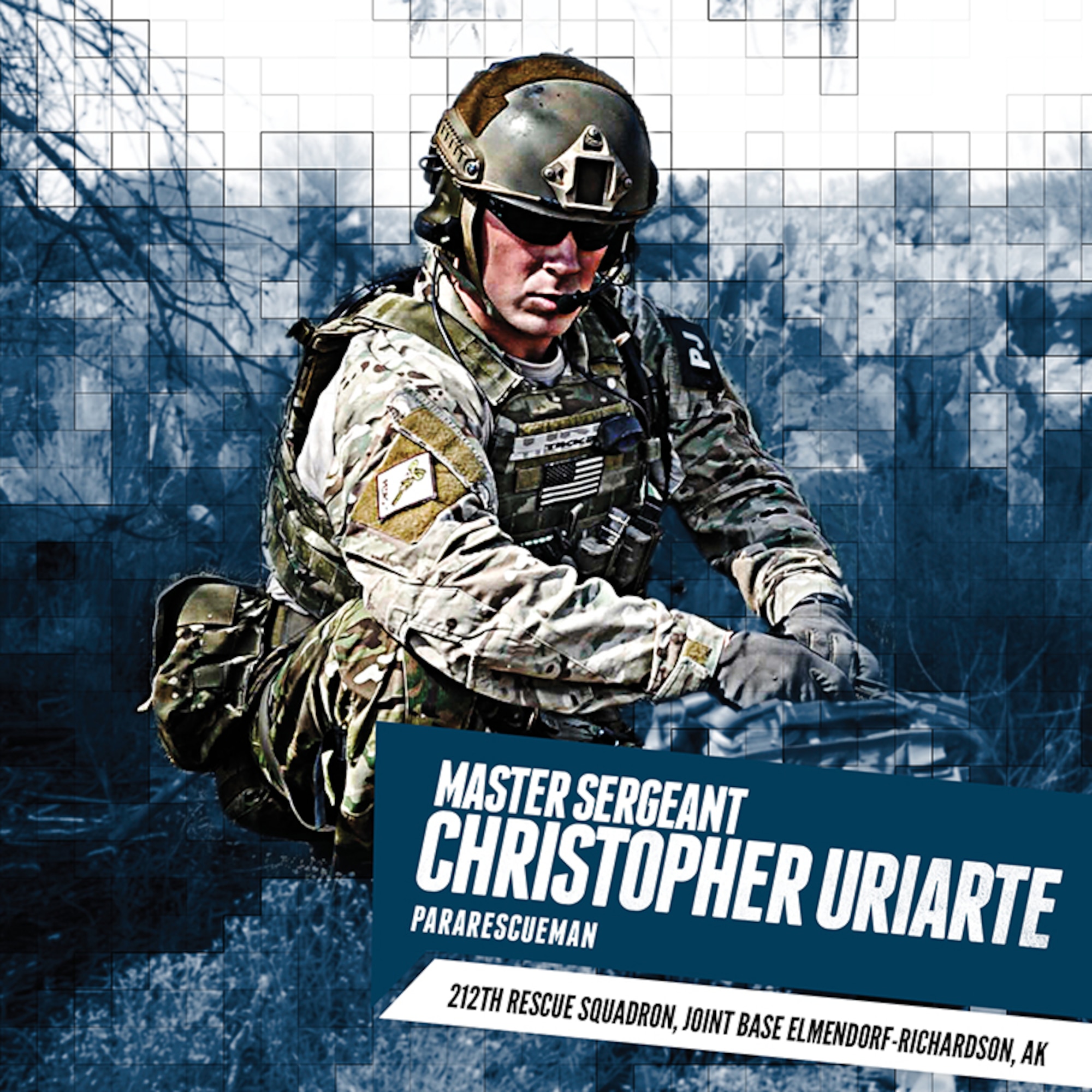 Master Sgt. Christopher Uriarte is one of 20 Airmen highlighted in the new Profiles in Courage. Uriarte is a pararescueman stationed with the 212th Rescue Squadron at Joint Base Elmendorf-Richardson, Alaska, whose heroic actions saved the lives of passengers on a downed civilian aircraft in the remote Chugach Mountains. 