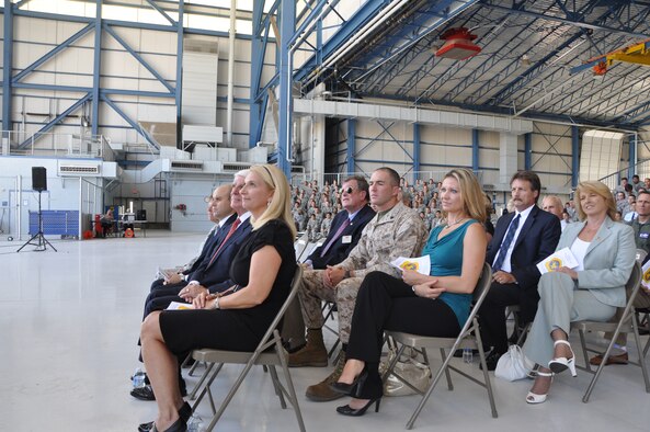 Col. Samuel C. Mahaney takes command of the 452nd Air Mobility Wing, March Air Reserve Base, Calif. from Major General Mark A. Kyle, commander, 4th Air Force on August 4. (U.S. Air Force photo by Senior Airman Isis Ponce)