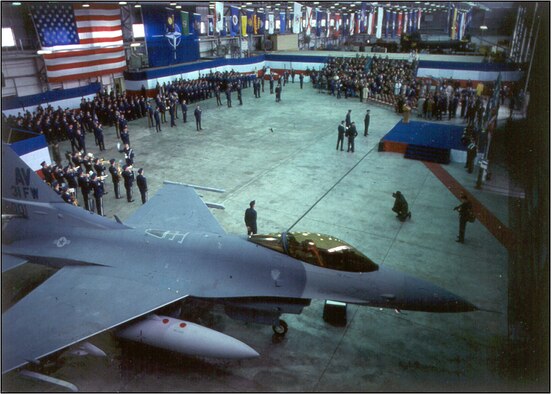 The 31st Fighter Wing activates during a ceremony at Aviano Air Base, Italy, April 1, 1994. (courtesy photo)