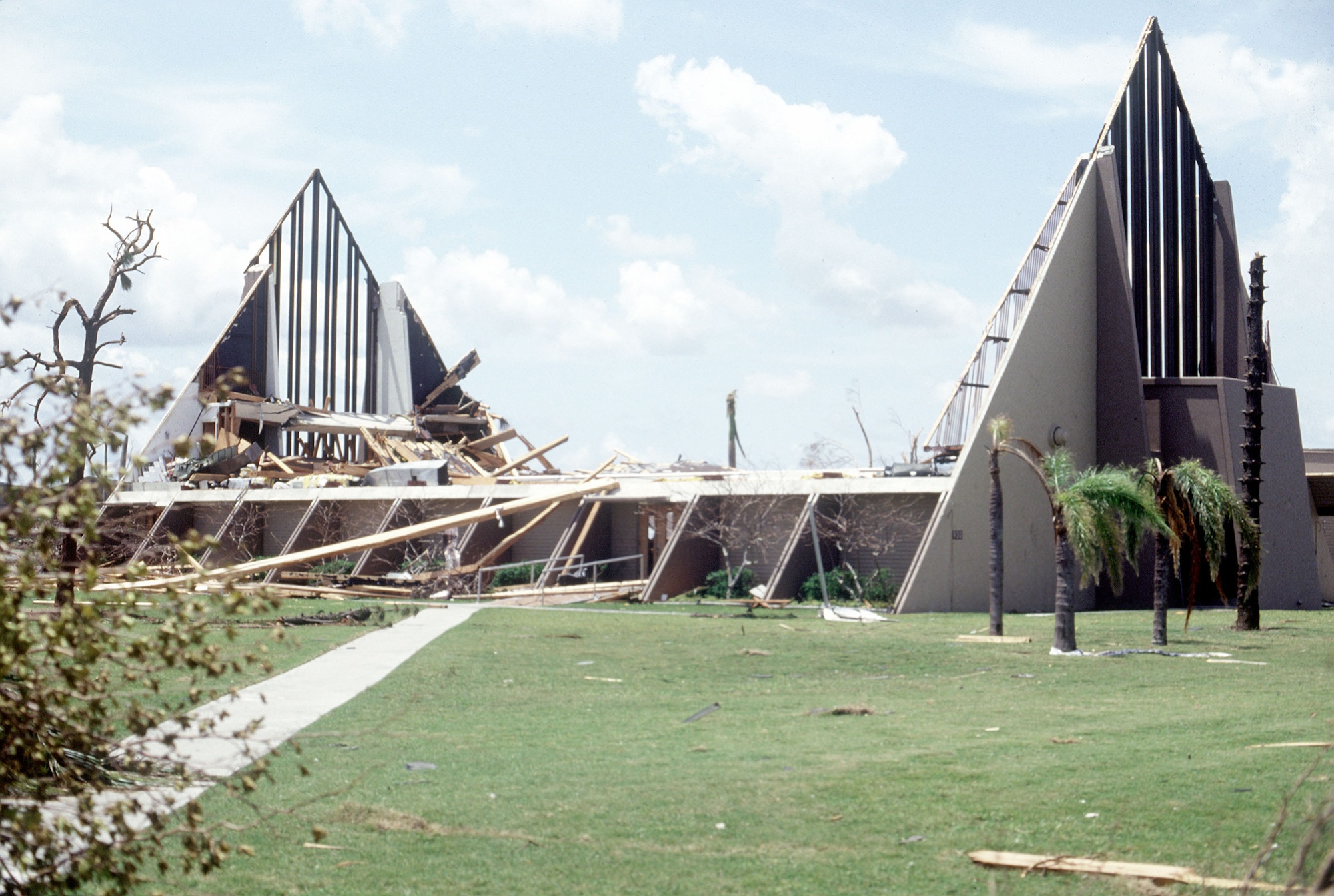 Only a portion remained of the base chapel in the aftermath of Hurricane Andrew. (U.S. Air Force photo/MSgt Don Wetterman)