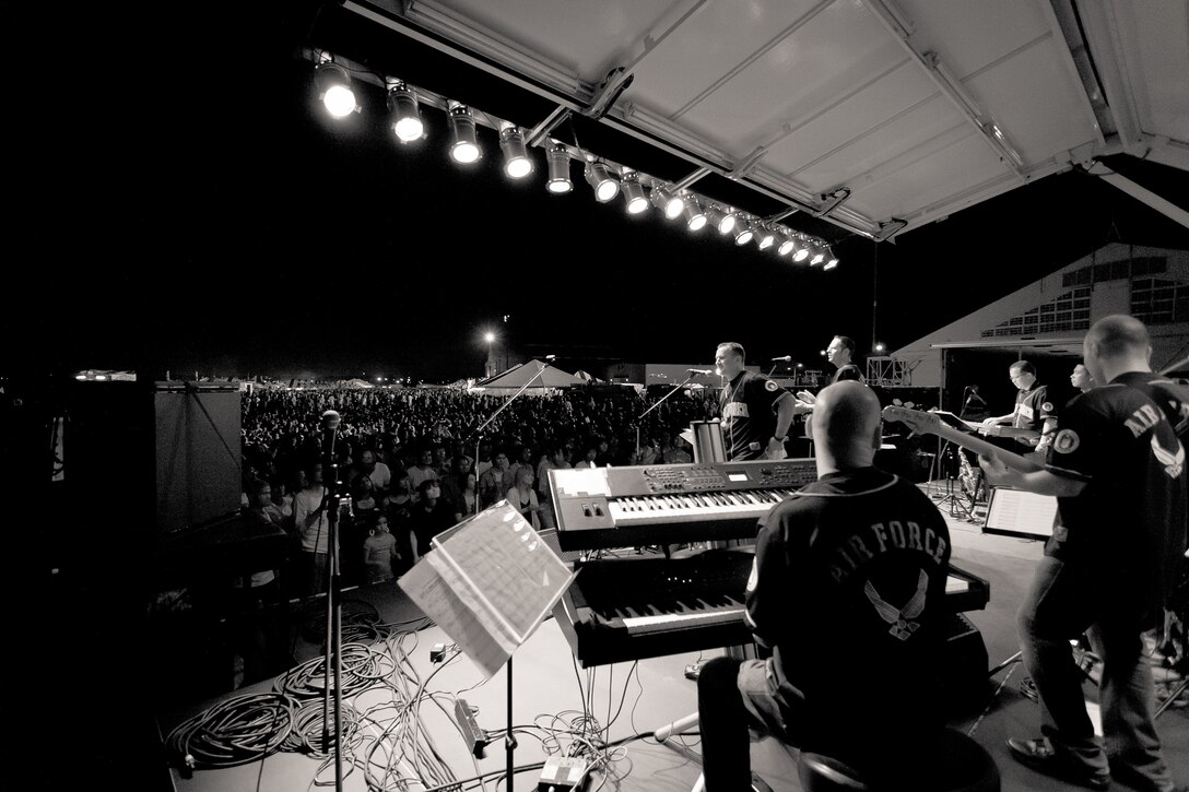 YOKOTA AIR BASE, Japan -- Pacific Trends, Band of the Pacific-Asia popular music ensemble, plays for a large crowd at the Japanese-American Friendship Festival Aug. 19, 2012. Fireworks followed the conclusion of the show and anthems. (U.S. Air Force photo by Staff Sgt. Josh Voyles)