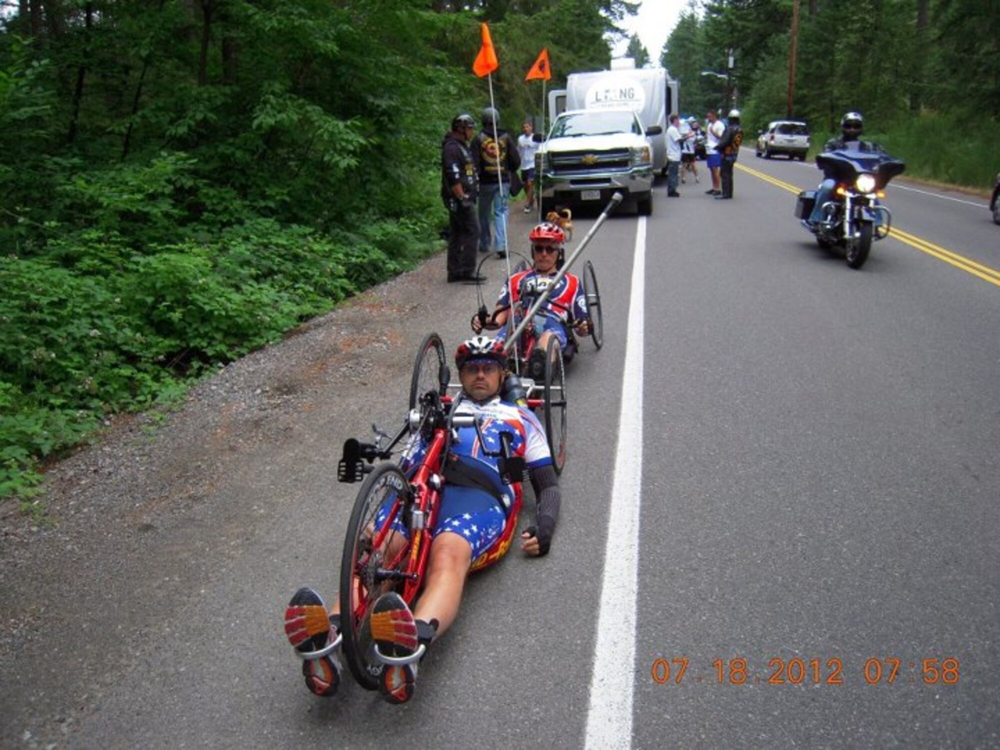 Members of the Long Road Home Project taking a short rest before heading out from Fort Lewis to Seattle Wash. (Courtesy Photo)