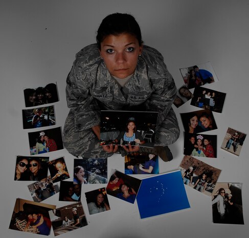 Staff Sgt. Katie Gieratz, 628th Air Base Wing Public Affairs photographer, displays photos of her friend Daigerry Leon, Aug. 17, 2012, at Joint Base Charleston - Air Base, S.C. Leon was killed by a drunk driver in September, 2011. There are numerous programs available to Airmen to get them home safely, such as Airmen Against Drunk Driving, which can be contacted at 963-AADD (2233) on the weekends. (U.S. Air Force photo by Airman 1st Class Chacarra Walker)