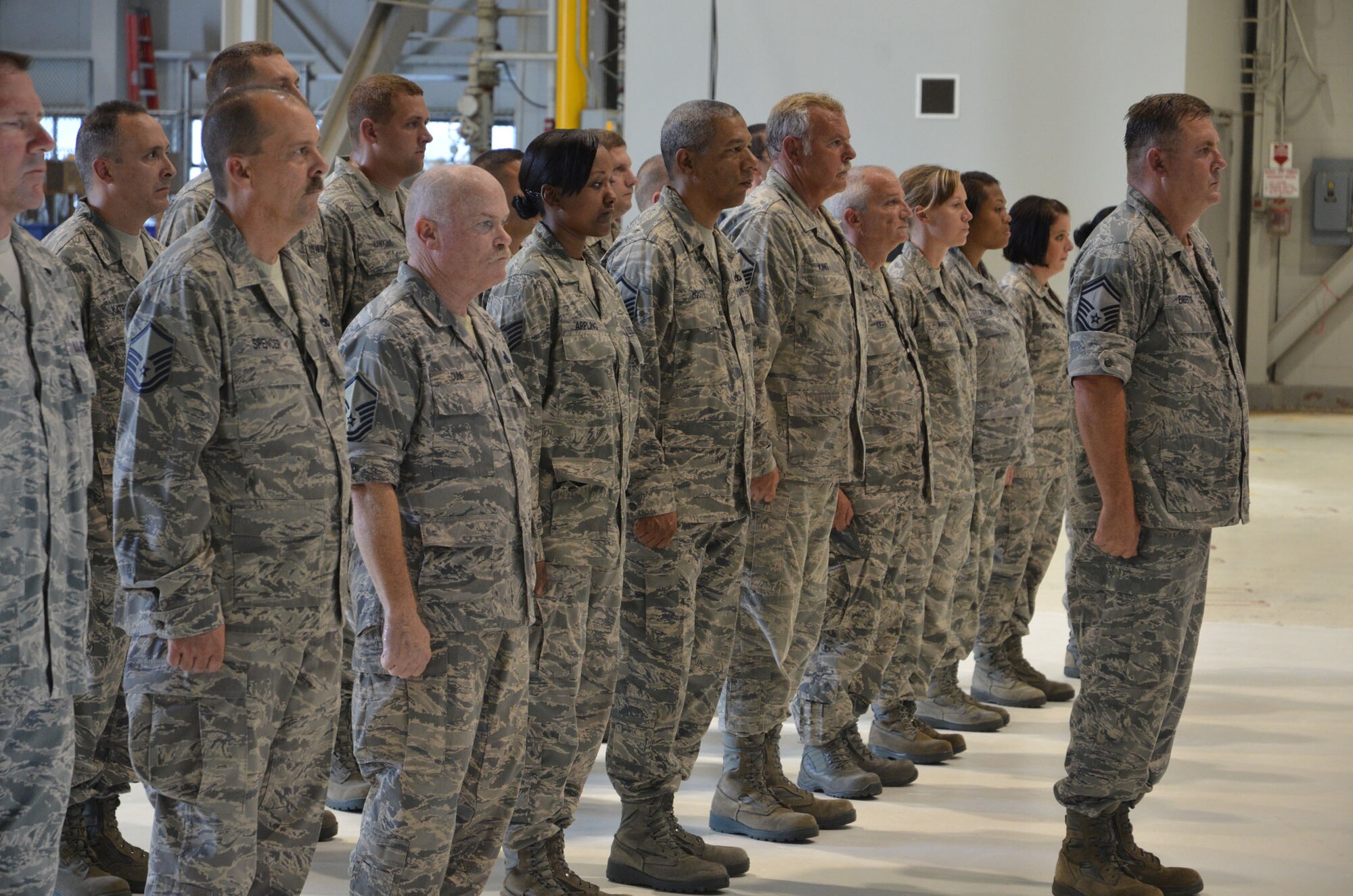 WRIGHT-PATTERSON AIR FORCE BASE, Ohio - 445th Maintenance Operations Squadron reservists are on hand to celebrate the MOS redesignation ceremony held during the Aug. 4 unit training assembly. (U.S. Air Force photo/Staff Sgt. Robert Nelson)
