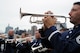 The U.S. Air Force Band’s Ceremonial Brass trumpet section perform during the opening ceremony of Air Force Week Aug. 19 aboard the USS Intrepid, New York, N.Y. Air Force Week provides the opportunity to show and tell civic leaders and the general American public what the Air Force does, while demonstrating its gratitude to the communities which support the Air Force by engaging in events that help give back to the community. (U.S. Air Force photo by Senior Airman Tabitha N. Haynes)