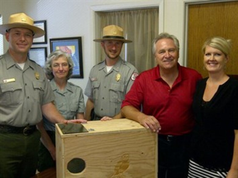 Present for the presentation of the award are, from left: Bill Miller, Black Butte Lake senior park ranger; Denice Hogan, Black Butte Lake project assistant; Seth Jentzen, Black Butte Lake park ranger; Jim Nielsen, California Assemblyman, 2nd District; and Kandi Manhart, Glenn County Resource Conservation District executive officer.