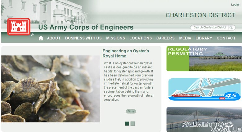 Screenshot of the new website for the Charleston District.
