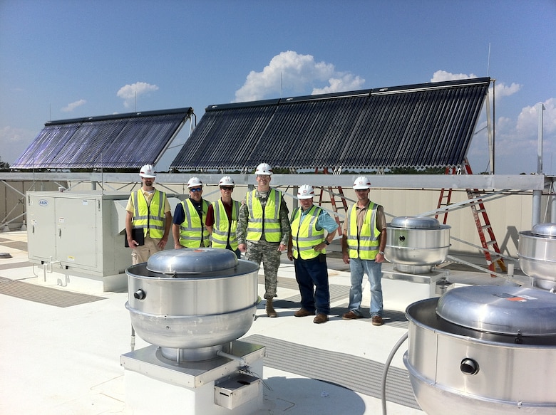 The Charleston District is using innovative new technologies, such as these solar panels on the roof of the new Quad Dining Facility at Fort Jackson, in their construction of world-class facilities.
