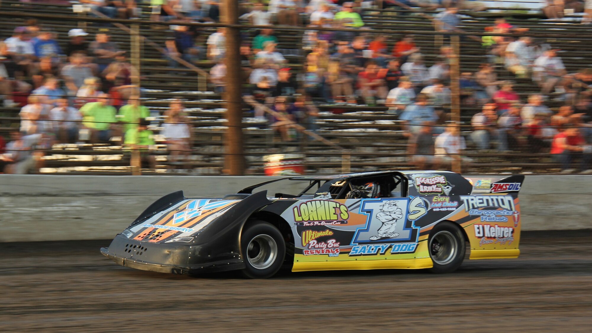 The Salty Dog Racing #1S car races down the track during its heat. (U.S. Air Force photo by Tech. Sgt. Gerald Sonnenberg)