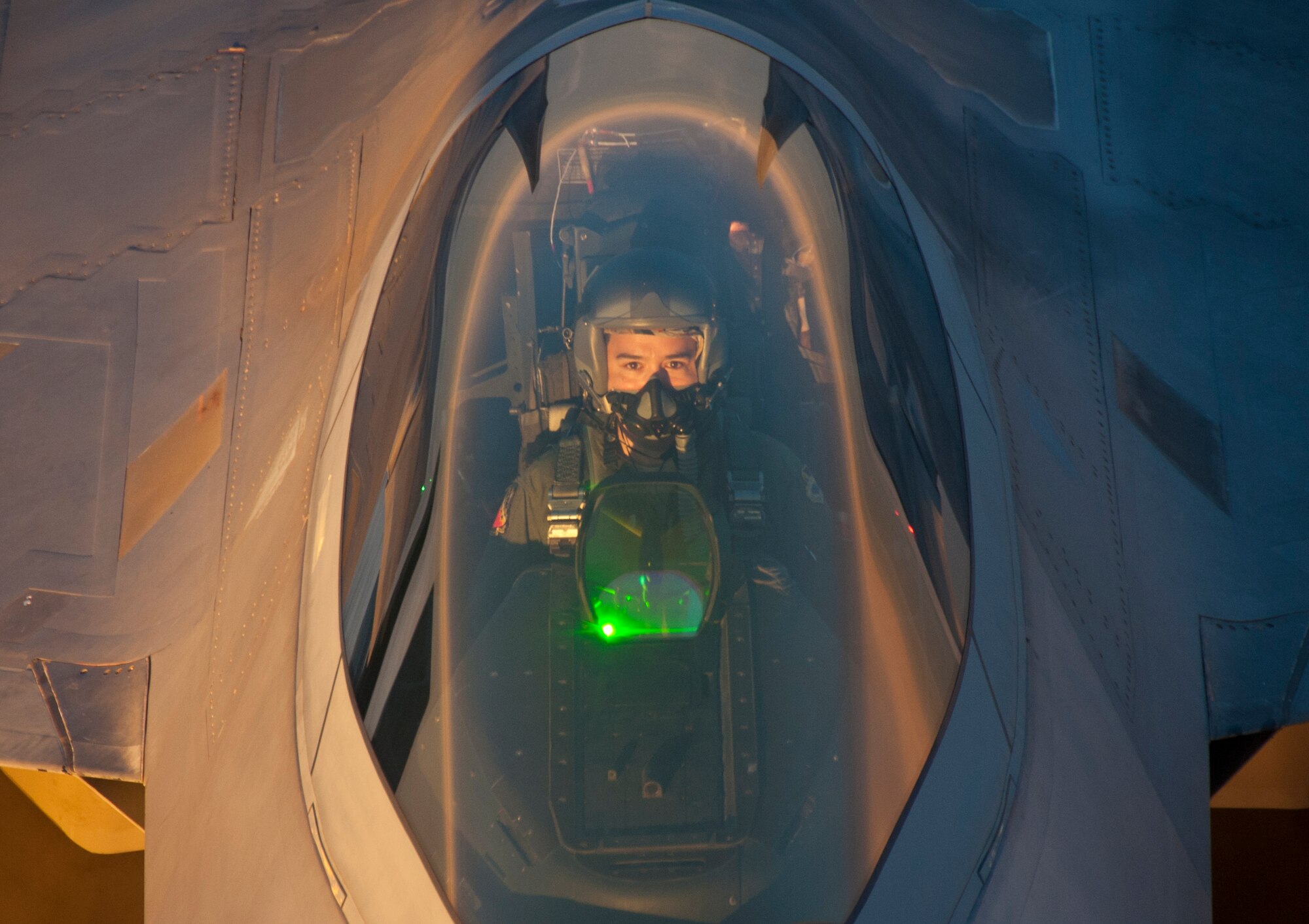 BROOKLYN, N.Y. -- An F-22 Raptor pilot from Tyndall Air Force Base, Fla. flies behind a KC-135 Stratotanker from Altus AFB, Okla. after an air refueling Aug. 21, 2012. The F-22 was refueled outside of New York in support of the Brooklyn Cyclone fly-over during Air Force Week. (U.S. Air Force photo by Airman 1st Class Kenneth W. Norman / Released / 97th Air Mobility Wing Public Affairs)