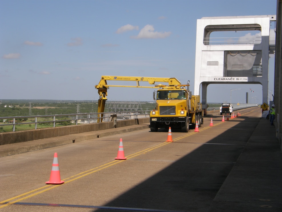 Bridge Safety Program bridge inspection of Falcon Dam in Starr County, Texas