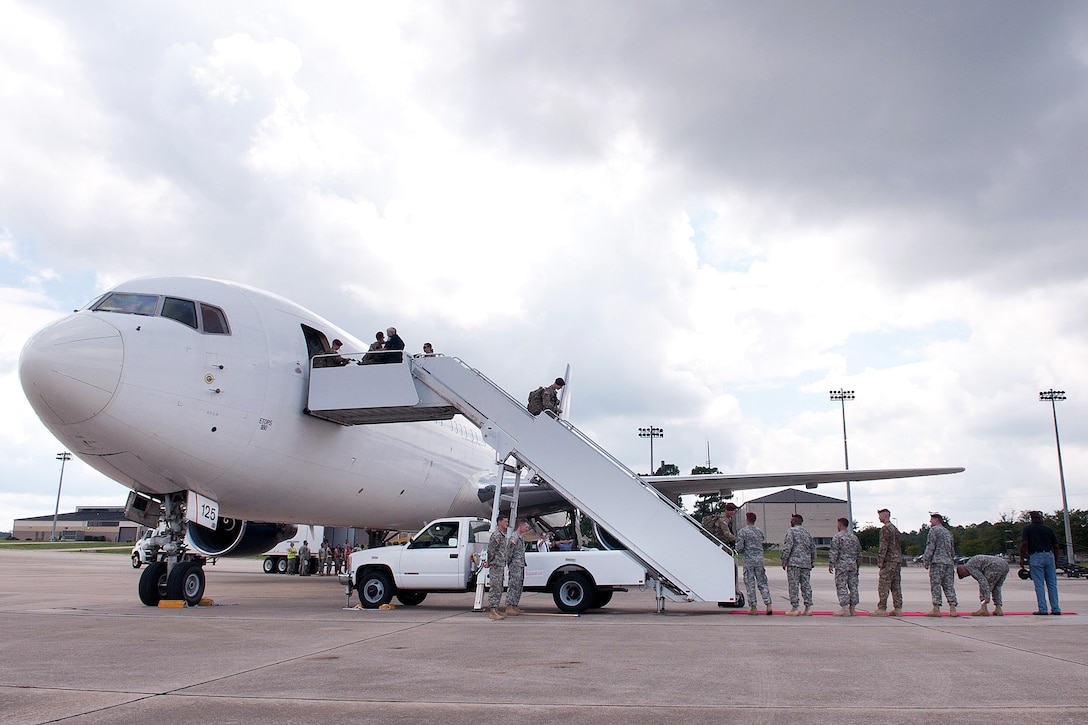 Paratroopers Debark A Plane At Pope Army Airfield On Fort Bragg Nc