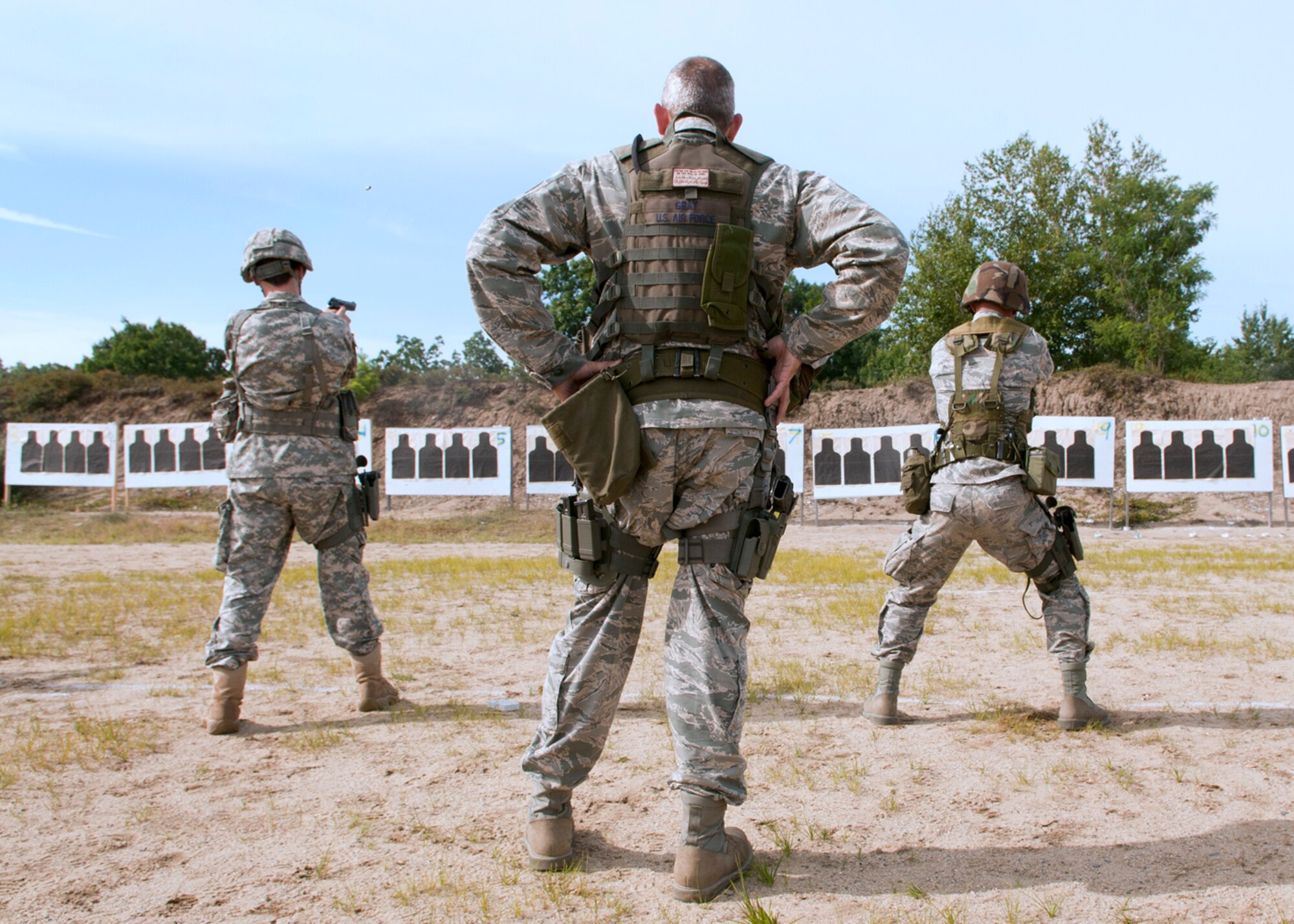 FORT DEVENS, Mass. -- Staff Sgt. Chris Gray, 157th Maintenance Squadron, checks the scores of another competitor during the state Combat Marksmanship Competition here Aug. 19. More than 70 members of the New Hampshire National Guard competed in the annual event with winners moving on to the New England Warrior Challenge, The National Guard Marksmanship Advisory Council Region 1 Regional Competition in September. (U.S. Air Force photo by Tech. Sgt. Mark Wyatt)