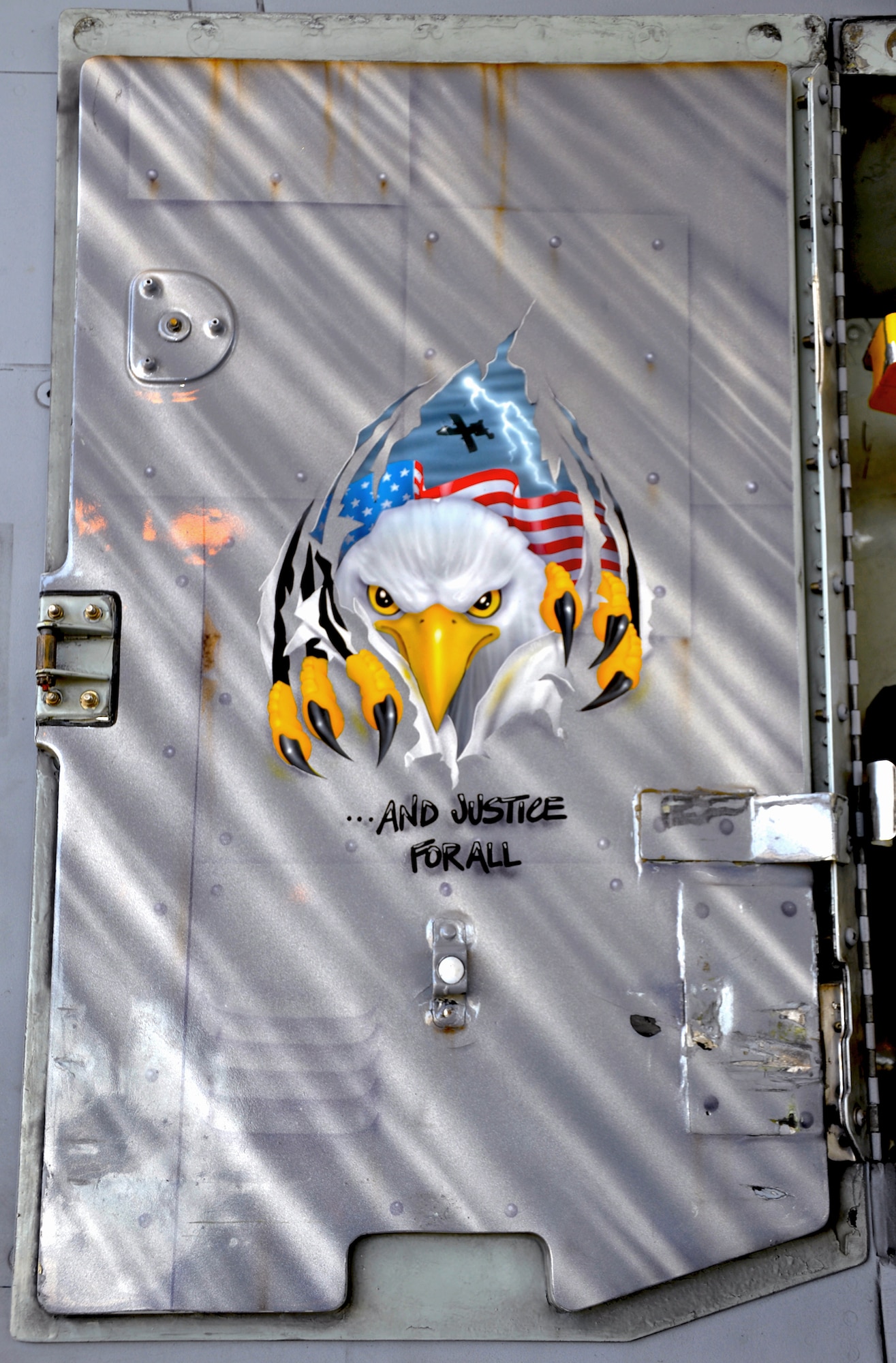 WHITEMAN AIR FORCE BASE, Mo. – The A-10 Thunderbolt II door art of an eagle displays the patriotism of Master Sergeant Bob Boye, 442nd Aircraft Maintenance Squadron crew chief, who believes patriotism is fundamental to his Air Force career. The 442nd AMXS is part of the 442nd FW, an Air Force Reserve unit at Whiteman Air Force Base Mo. (U.S. Air Force photo by Tech. Sgt. Kent Kagarise/Released) 