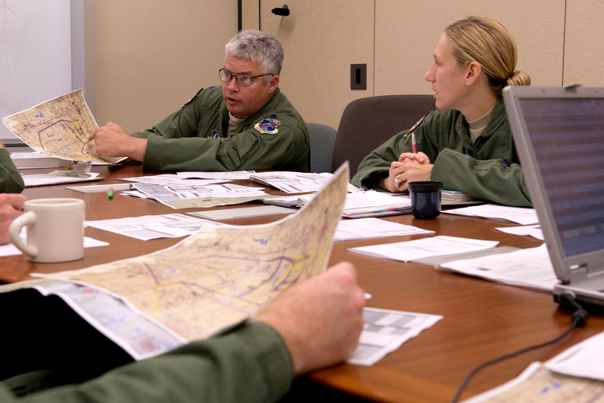 U.S. Air Force Lt. Col. Kurt McClure, a 93rd Bomb Squadron navigator, goes over bombing range restrictions during a preflight briefing on Aug. 21, 2012, Barksdale Air Force Base, La. McClure and his crew are preparing for the upcoming Global Strike Challenge competition, and will be competing against other bomber units across the U.S. (U.S. Air Force photo by Master Sgt. Greg Steele/Released)
