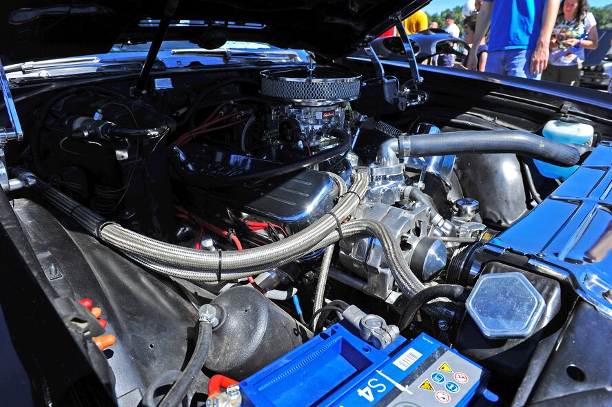 View of a 1972 Chevrolet Chevelle SS 454 engine at the sixth annual 86th Vehicle Readiness Squadron Booster Club Car Show on Kapuan Air Station, Germany, Aug. 18, 2012. More than 130 cars, trucks and motorcycles from the Kaiserslautern Military Community entered the competition in support of raising funds for the 86th VRS Booster Club. (U.S. Air Force photo/Airman 1st Class Holly Cook)