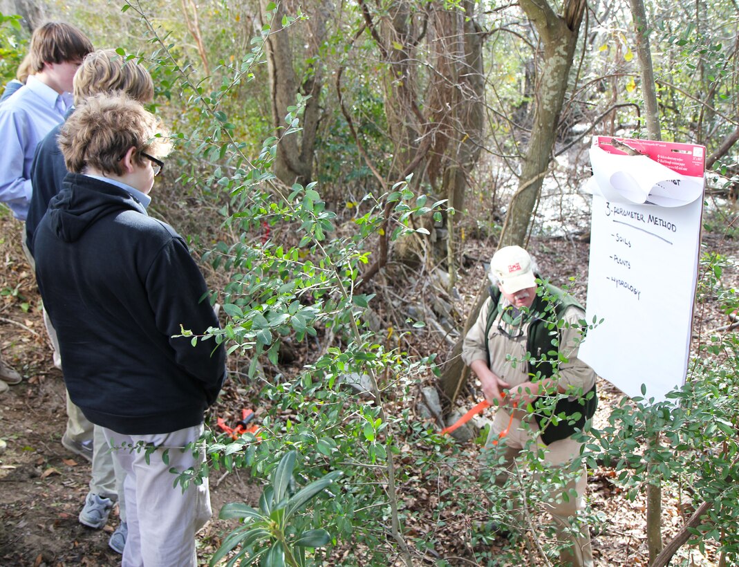 The Charleston District’s Regulatory division reaches out to students in our community to tell them about the Corps’ field work and teach them how to demarcate land and wetlands. 