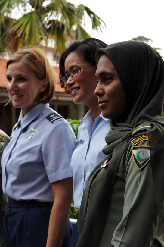 Major General Kimberly Siniscalchi, Assistant Air Force Surgeon General, Major Jenny Couse, Youngstown Air Reserve Station and Lieutenant Hushee Husna, Maldives National Defence Force are pictured together at the Sri Lank National Blood Bank Facility during the Asia Pacific Military Nursing Exchange August 10, in Colombo, Sri Lanka. The APMNE establishes an environment where Asia Pacific regional nursing leaders are able to develop and mature in order to build a regional network of shared expertise. One hundred fifty three nursing professionals attended from the countries of Sri Lanka, the United States, Cambodia, China, Indonesia, Japan, Korea, Maldives, Malaysia, Nepal, Philippines, and Thailand.  (U.S. Air Force photo)