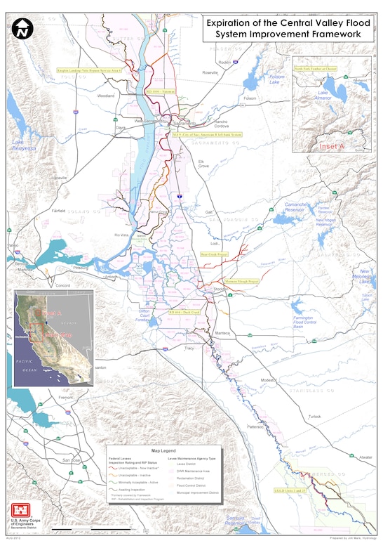 U.S. Army Corps of Engineers levee system inspection ratings in California's Central Valley, as of Aug. 22, 2012. 
