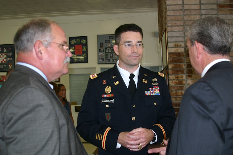 During Change of Command, Lt. Col. Chamberlayne met with several key stakeholders.